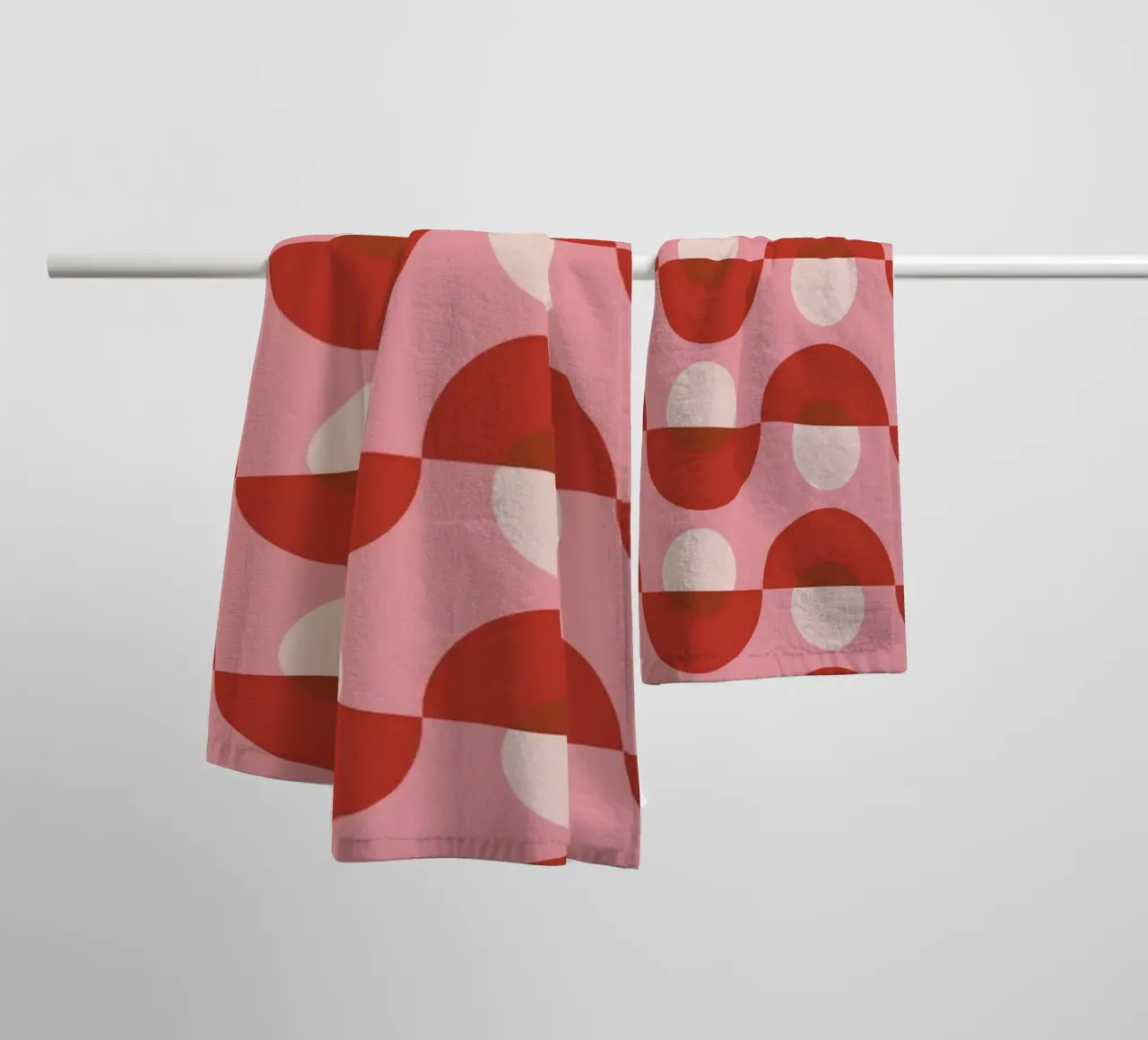 Up and down seamless geometry pattern in pink towel by Little Dean