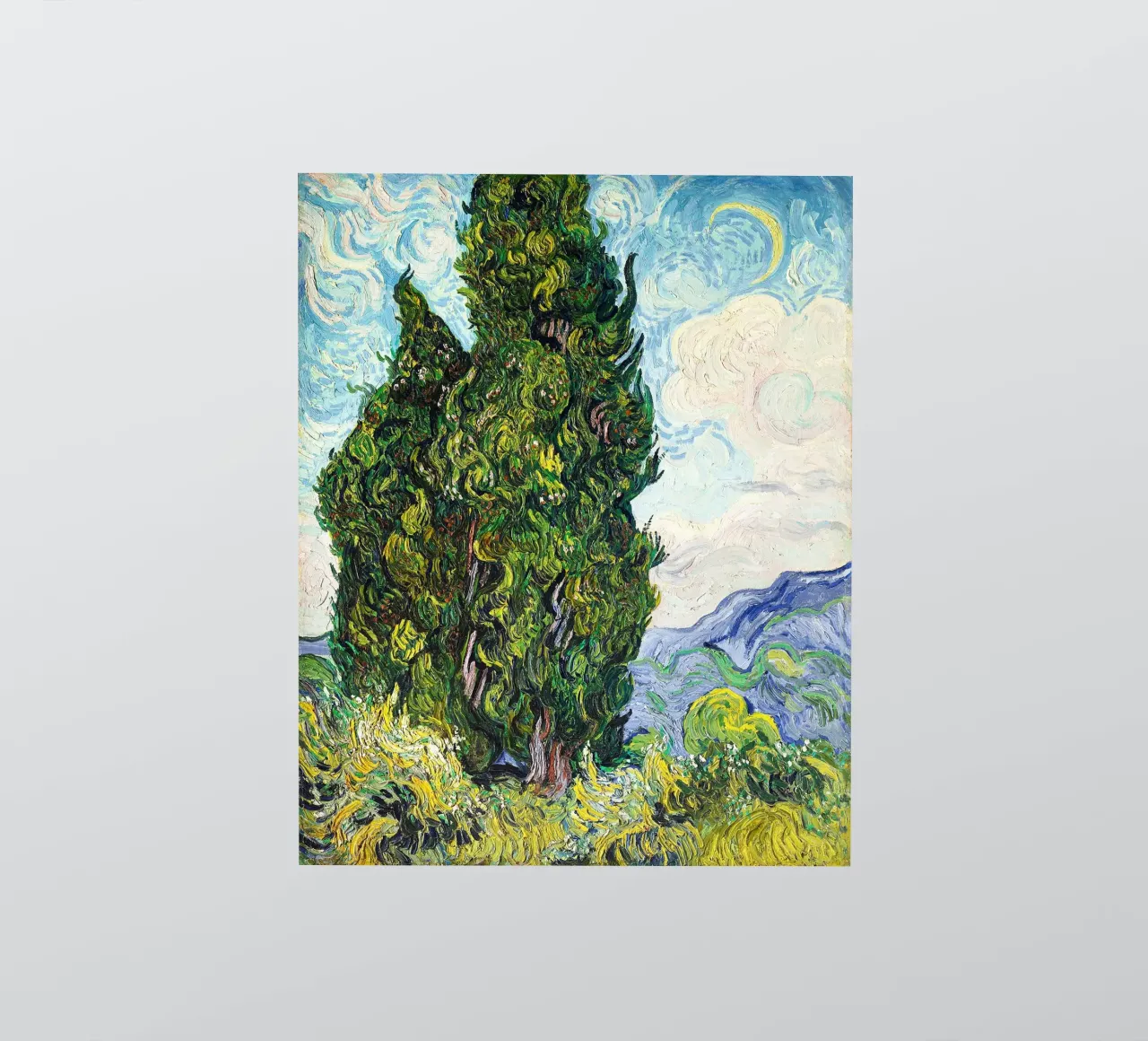 Cypresses (1889) by Vincent Van Gogh. pegatina de Van Gogh Prints