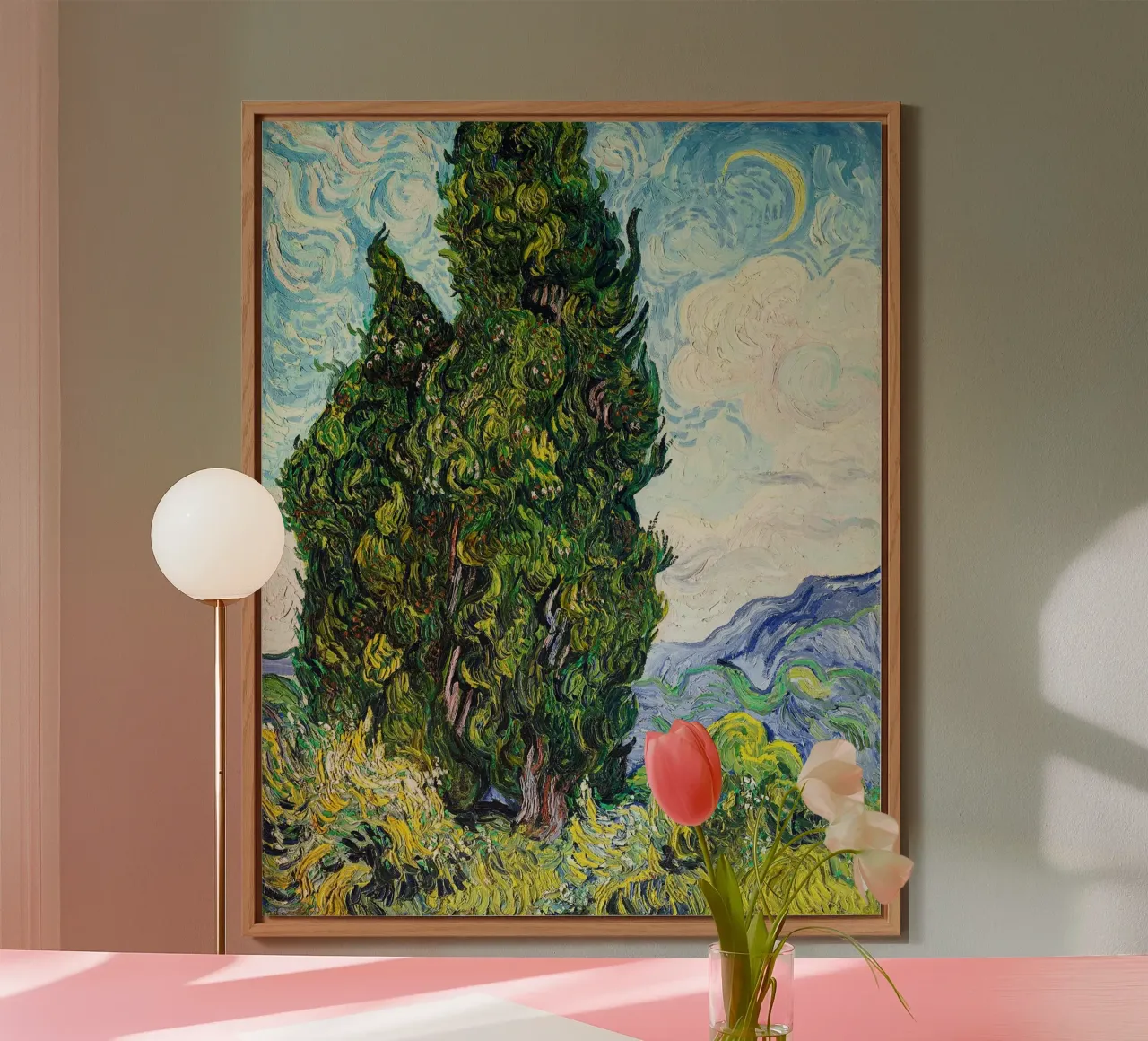 Cypresses (1889) by Vincent Van Gogh. alluminio dibond da Van Gogh Prints