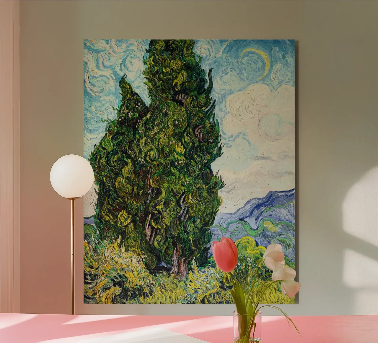 Cypresses (1889) by Vincent Van Gogh. alluminio dibond da Van Gogh Prints