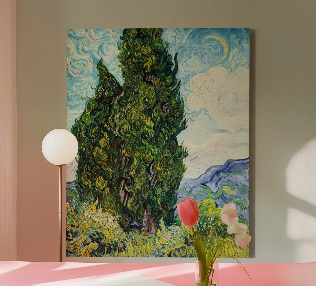 Cypresses (1889) by Vincent Van Gogh. canvas by Van Gogh Prints