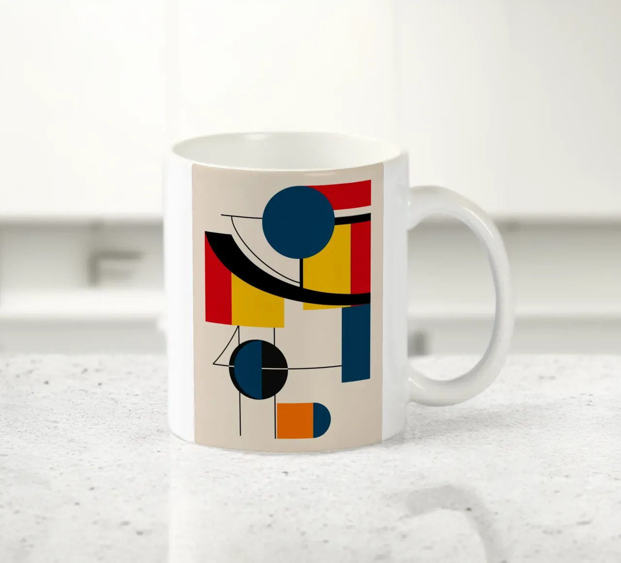 Bauhaus Kreise und Quadrate 07 Keramik Tasse von Little Dean