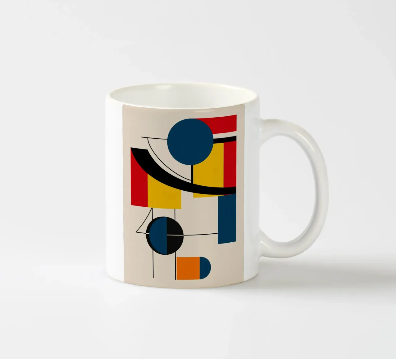 Bauhaus Kreise und Quadrate 07 Keramik Tasse von Little Dean
