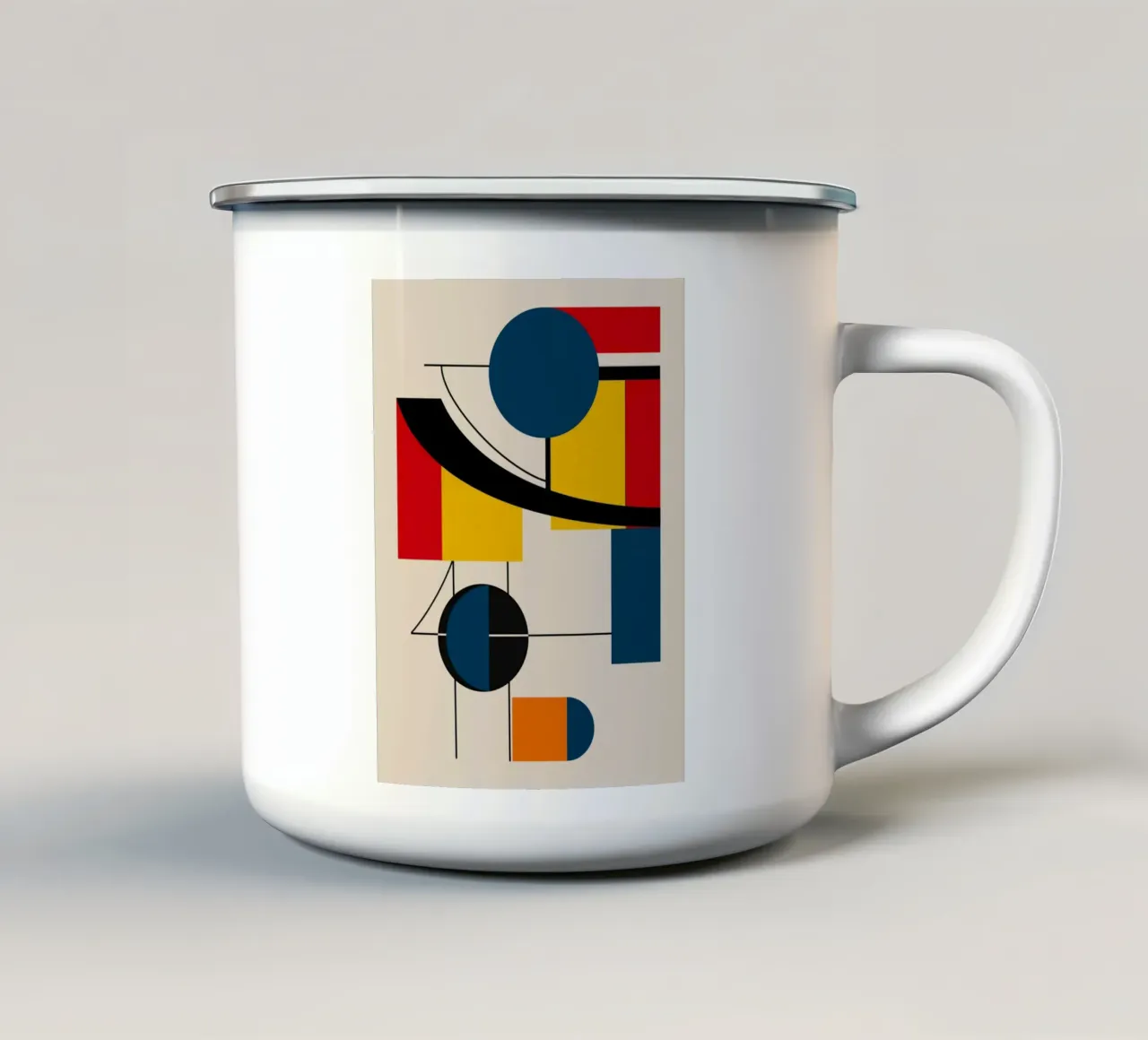Cerchi e quadrati Bauhaus 07 tazza in smalto da Little Dean