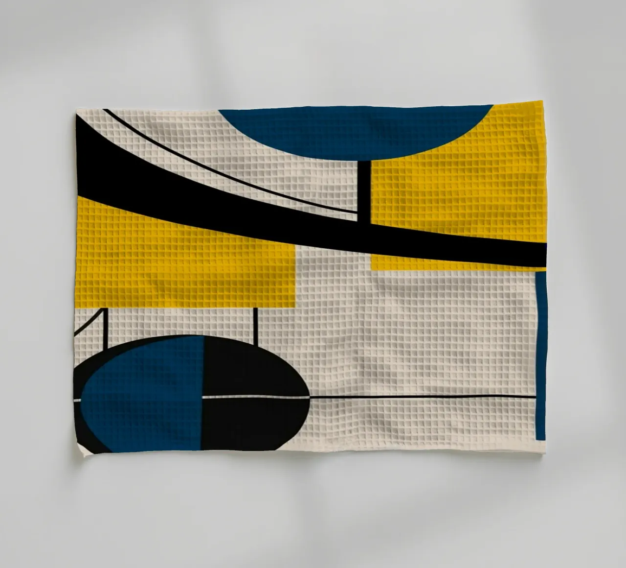 Bauhaus circles and squares 07 tea towel by Little Dean