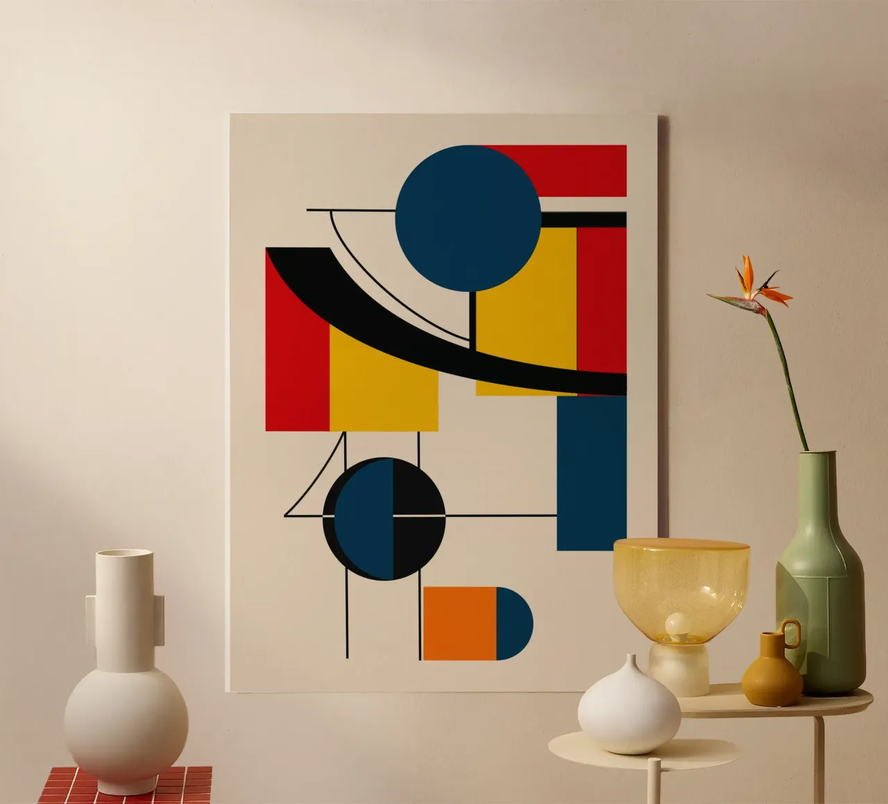 Bauhaus circles and squares 07 canvas by Little Dean