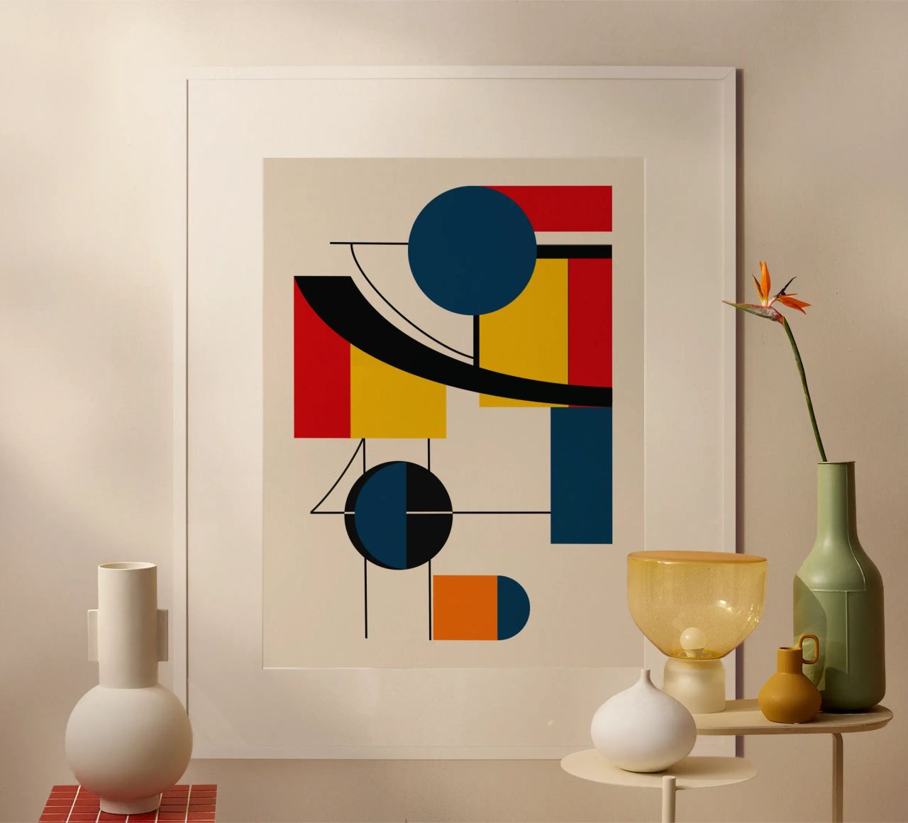 Bauhaus cirkels en vierkanten 07 poster van Little Dean