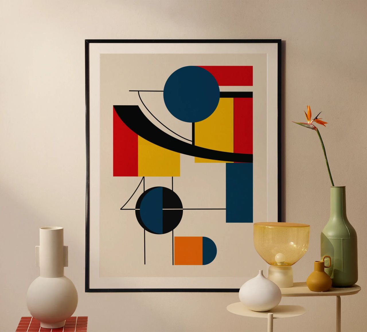 Bauhaus cirkels en vierkanten 07 poster van Little Dean
