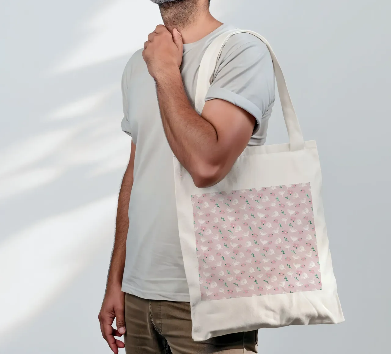 Modello floreale senza cuciture di colore chiaro 02 borsa in juta da Little Dean