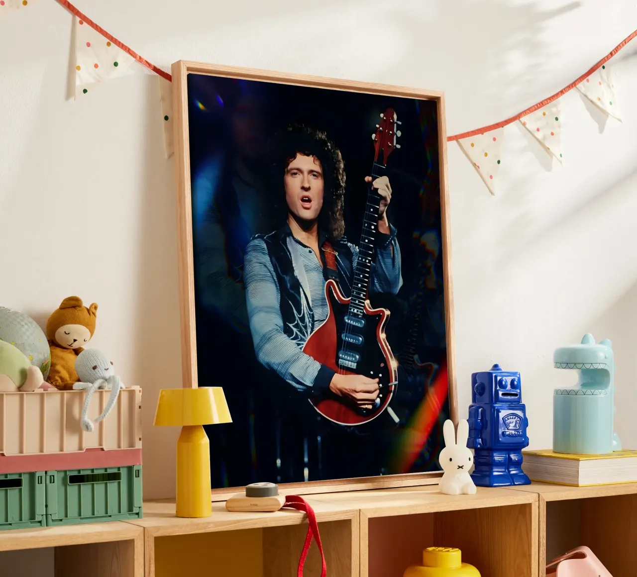 Brian May tela con Cornice a cassetta da Low poly art