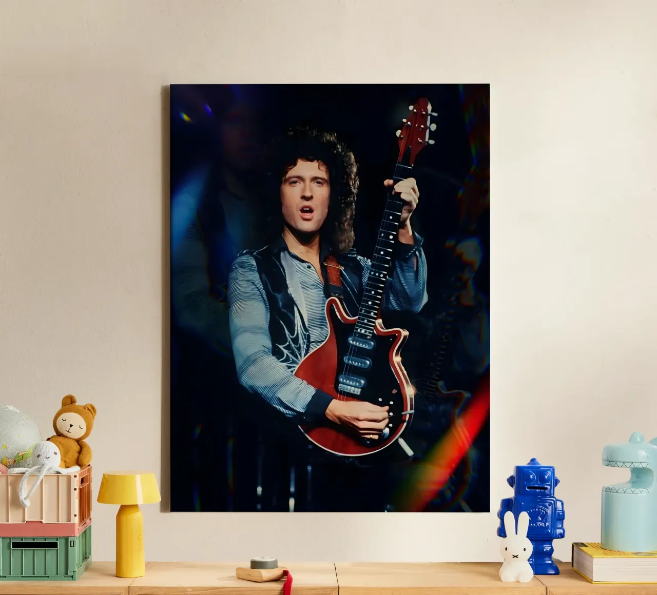 Brian May tela con Cornice a cassetta da Low poly art