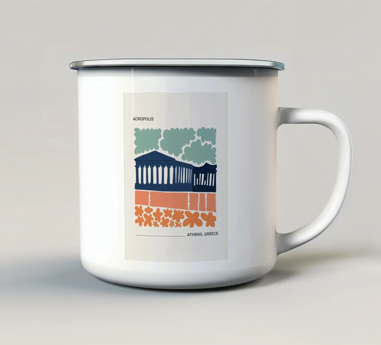Acropoli di Atene, Grecia, tazza in smalto da Peaches Art Prints