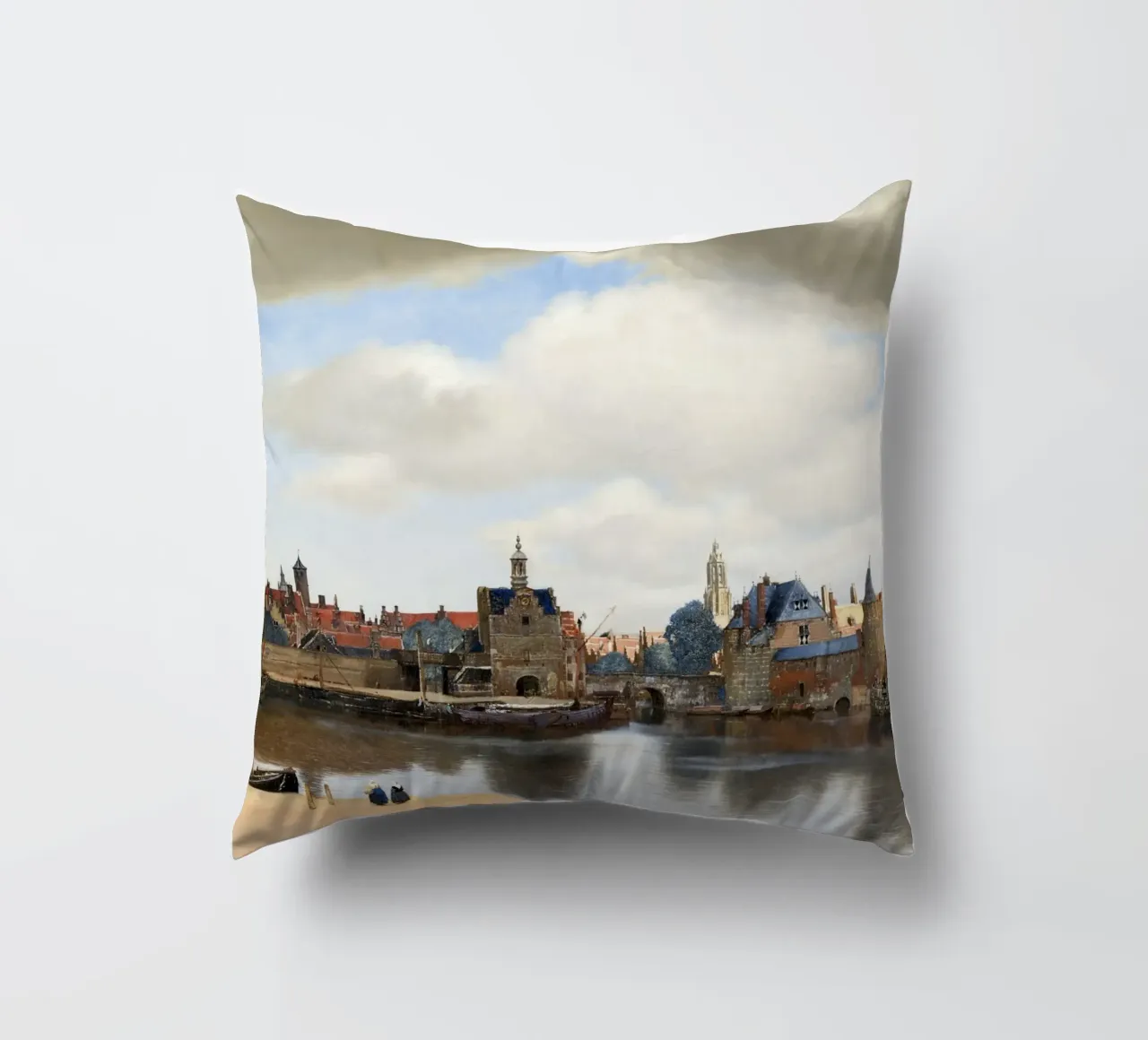 Johannes Vermeer’s View of Delft (ca. 1660–1661) cuscino da Venus Art