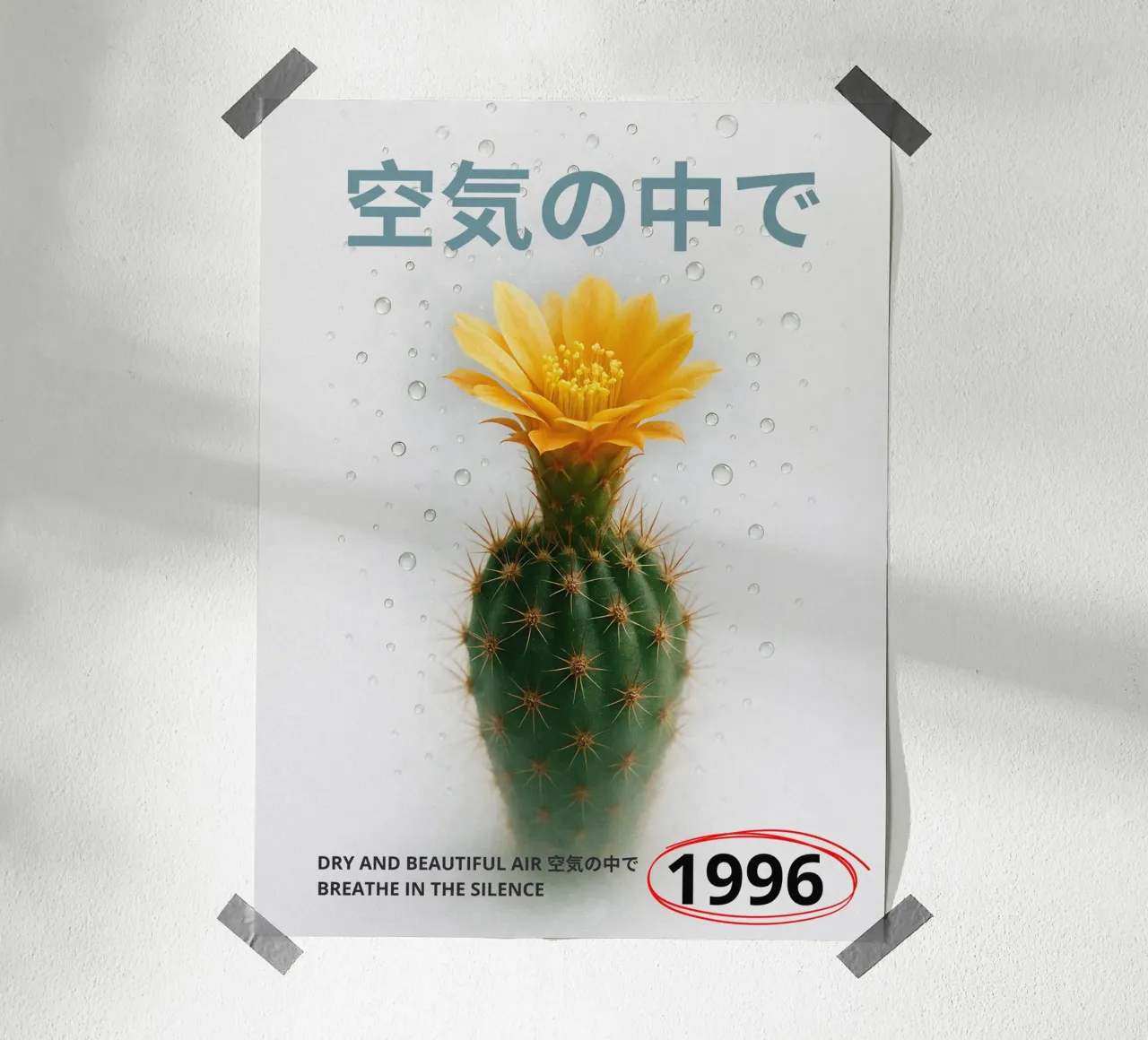 Cactus and Mist poster con telaio in legno da ramosashop