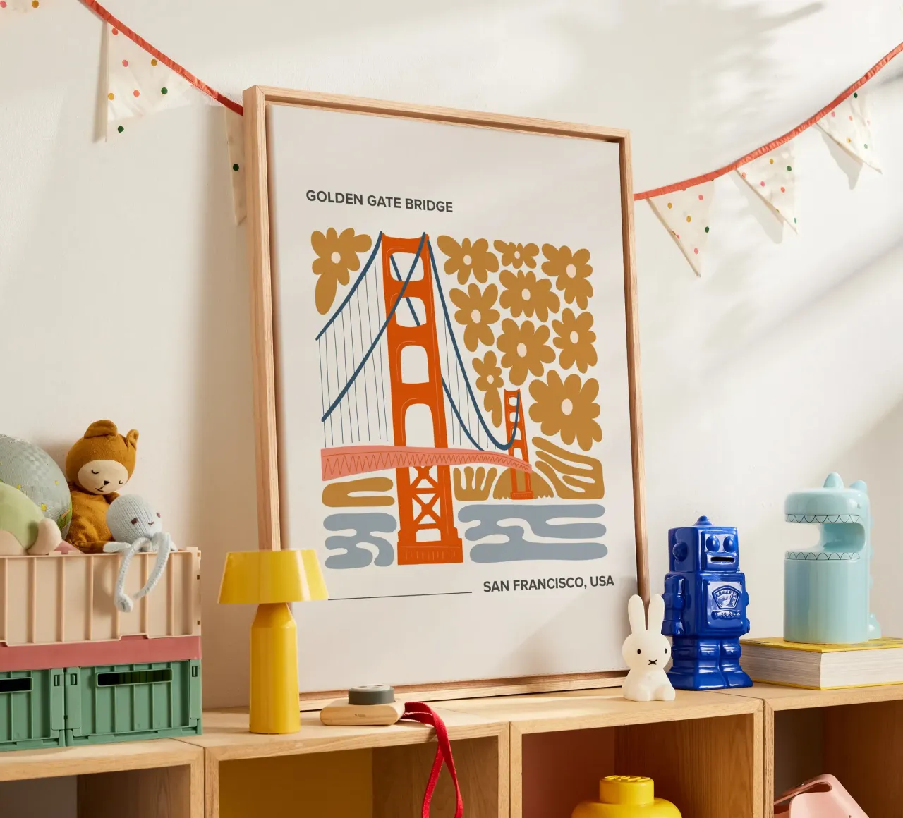 Golden Gate Bridge, San Francisco, Californië, canvas met Baklijst van Peaches Art Prints