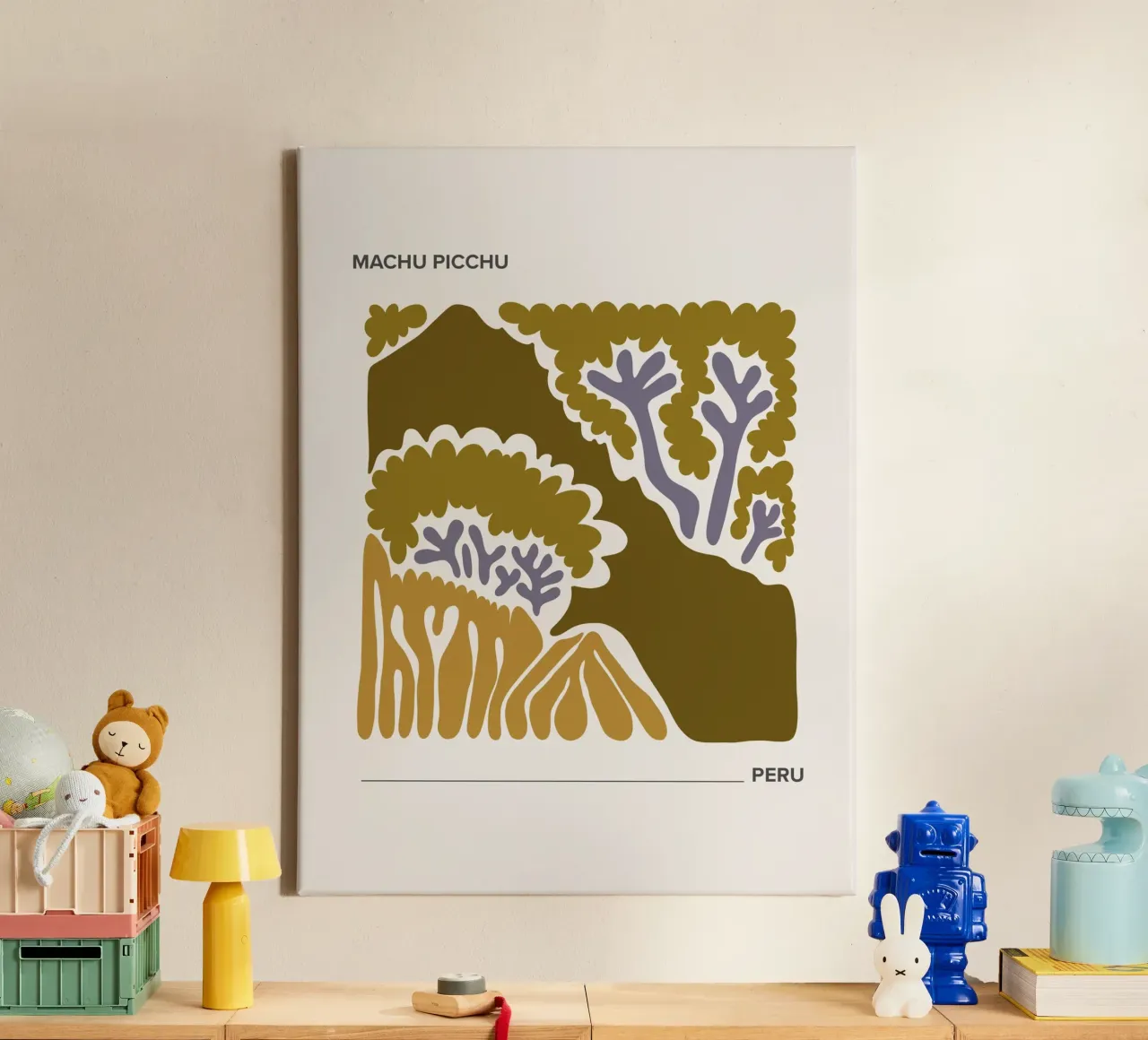 Machu Picchu, Perù, tela con Cornice a cassetta da Peaches Art Prints