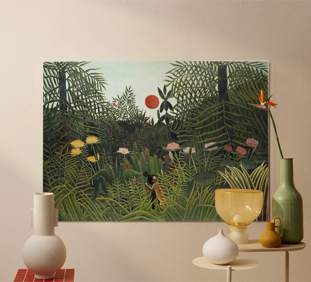 Foresta vergine con tramonto di Henri Rousseau (1910) poster da Venus Art