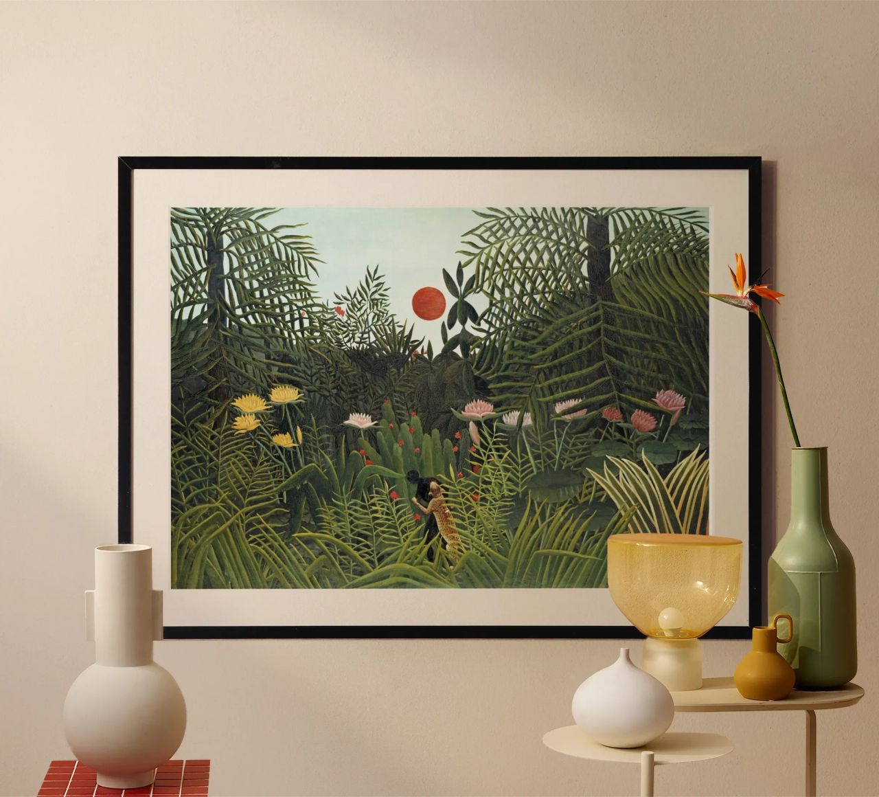 Foresta vergine con tramonto di Henri Rousseau (1910) poster da Venus Art