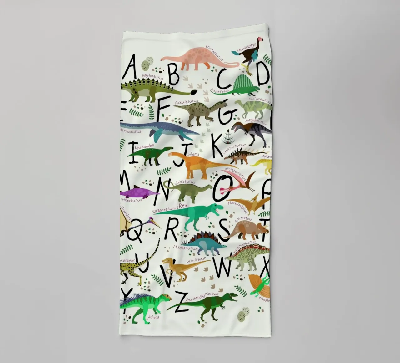Dino Alphabet towel by Little Flourishes