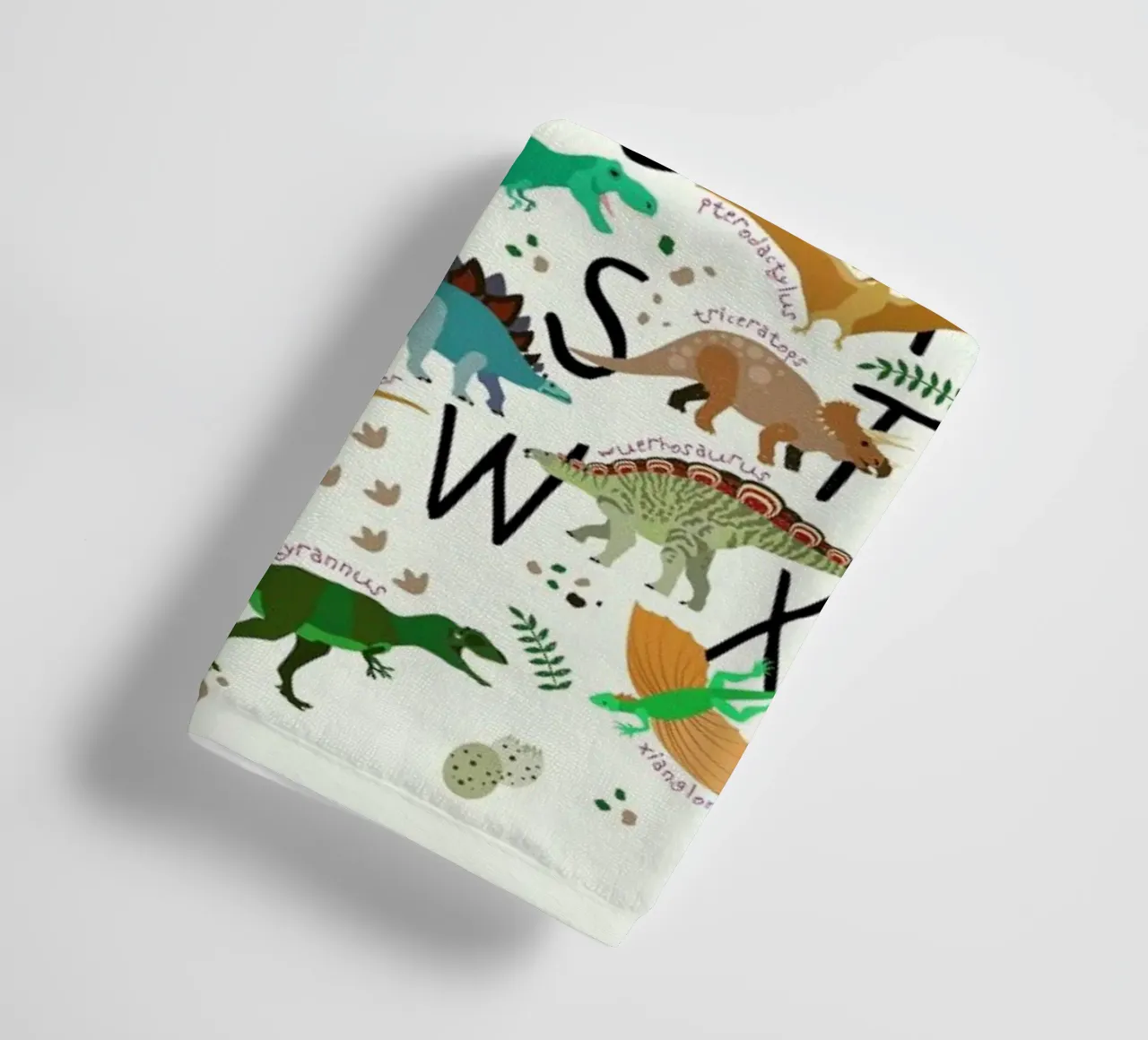 Dino Alphabet towel by Little Flourishes