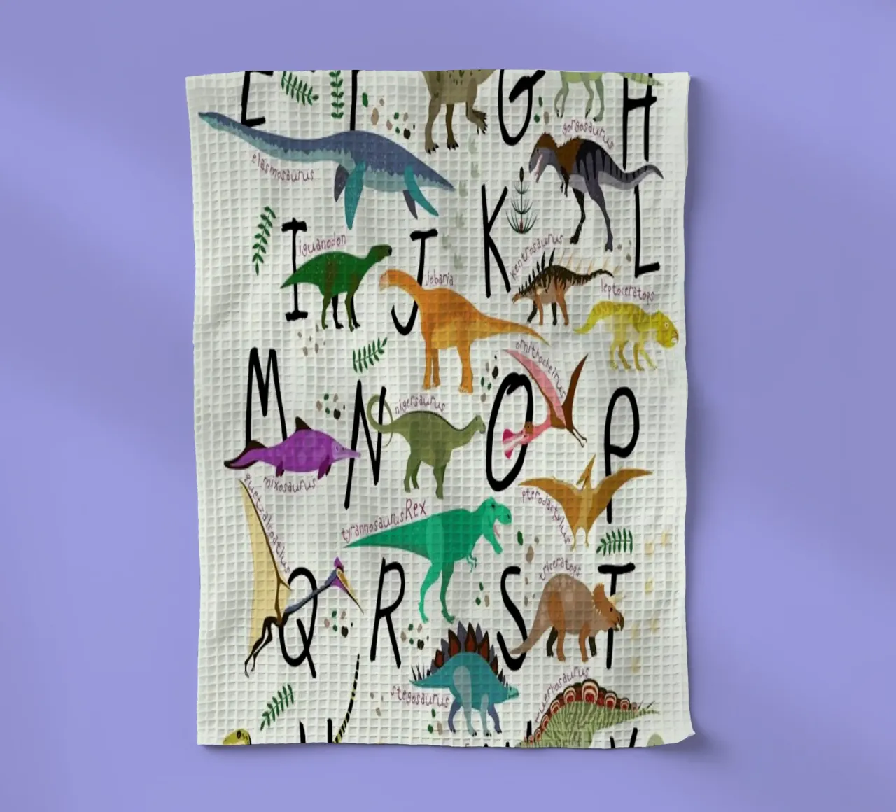 Dino Alphabet canovaccio da cucina da Little Flourishes