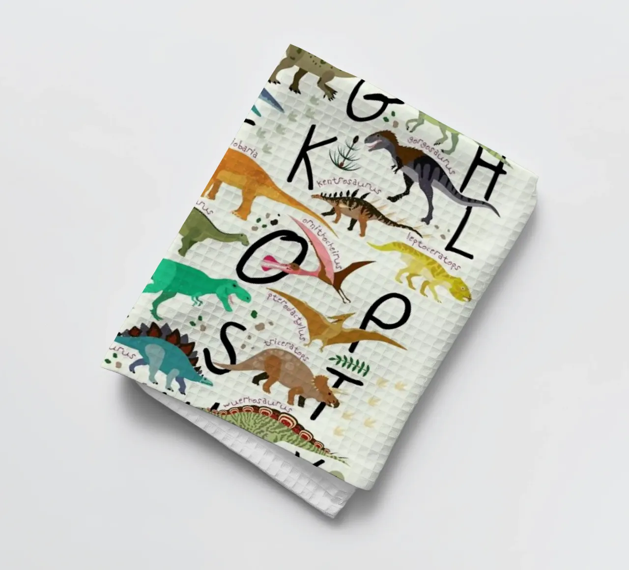 Dino Alphabet canovaccio da cucina da Little Flourishes