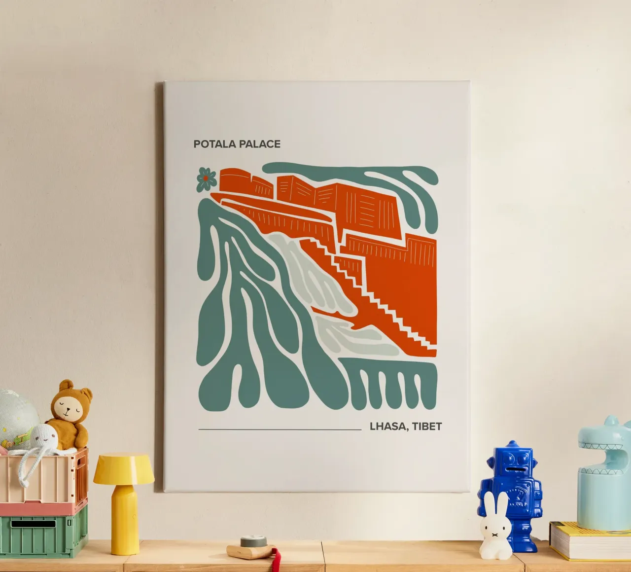 Potala Palace, Lhasa, Tibet tela con Cornice a cassetta da Peaches Art Prints