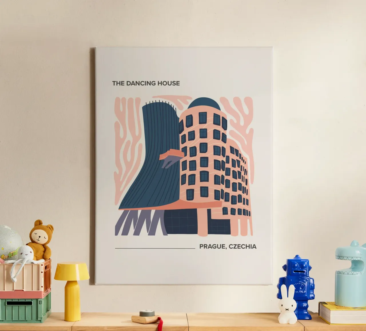 Het Dansende Huis , Praag, Tsjechië Reizen canvas met Baklijst van Peaches Art Prints