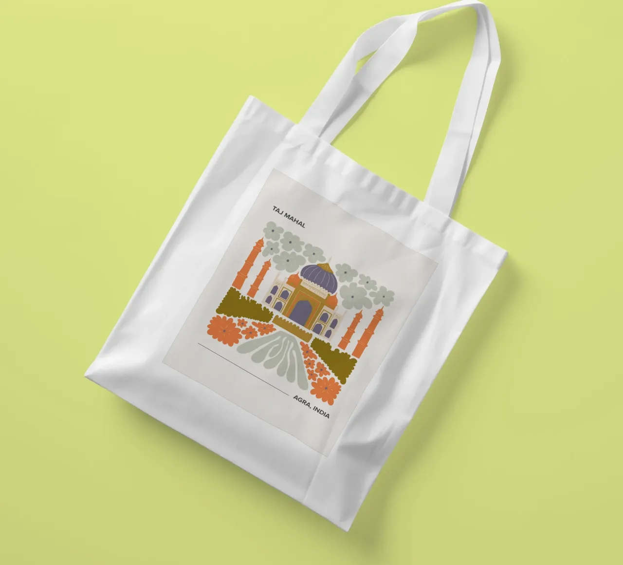 Taj Mahal, Agra, India, Warm Colours Travel tote bag by Peaches Art Prints