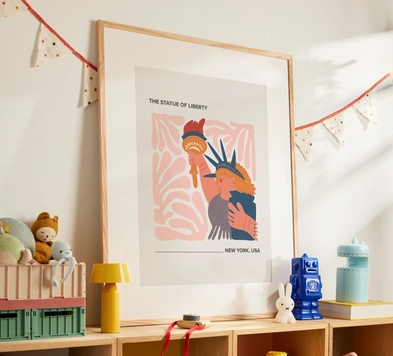 The Statue Of Liberty, New York, USA Travel poster with plastic frame by Peaches Art Prints