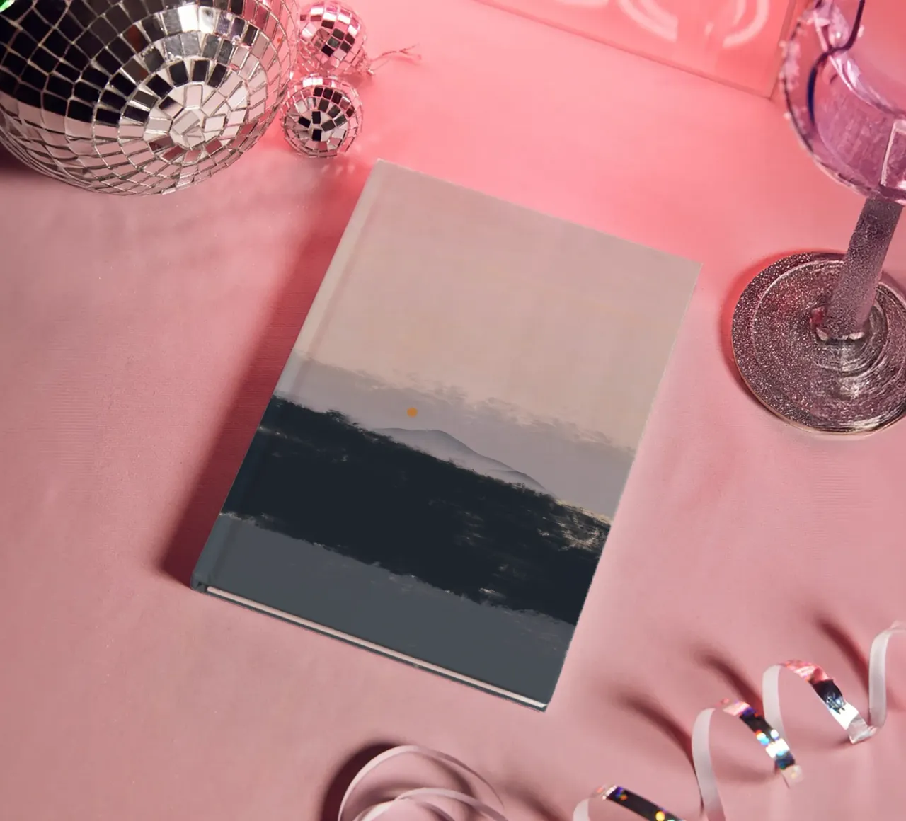 Minimal seascape sunset horizon notebook by Little Dean