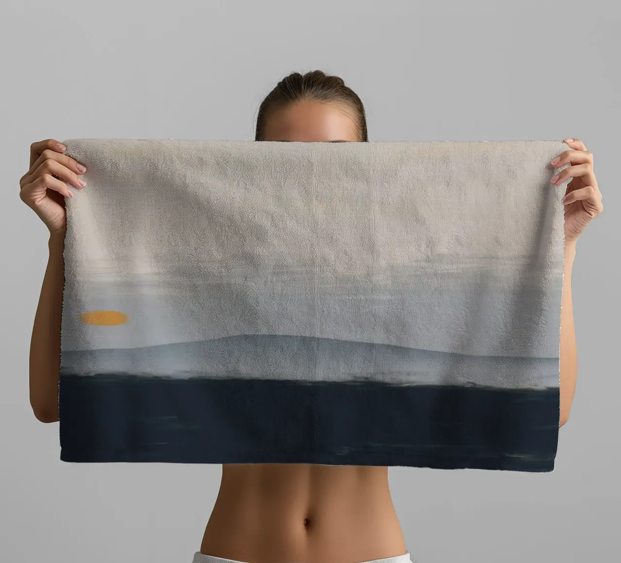 Minimal zeegezicht zonsondergang horizon badhanddoek van Little Dean