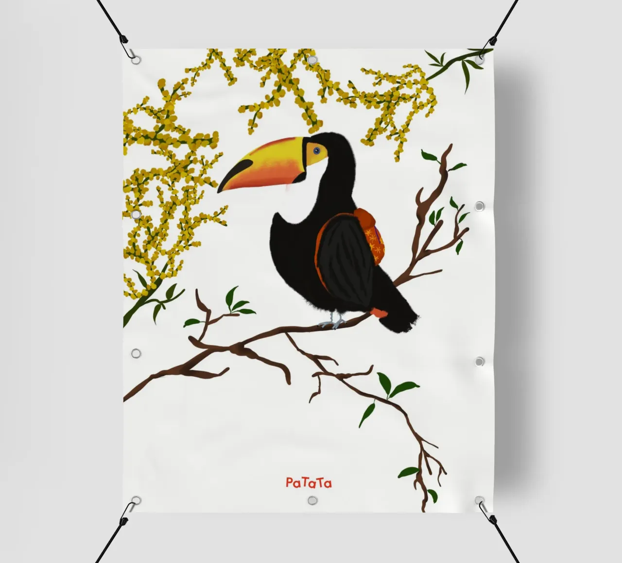 Tukan mit roten Rucksack pvc cover by PaTaTa