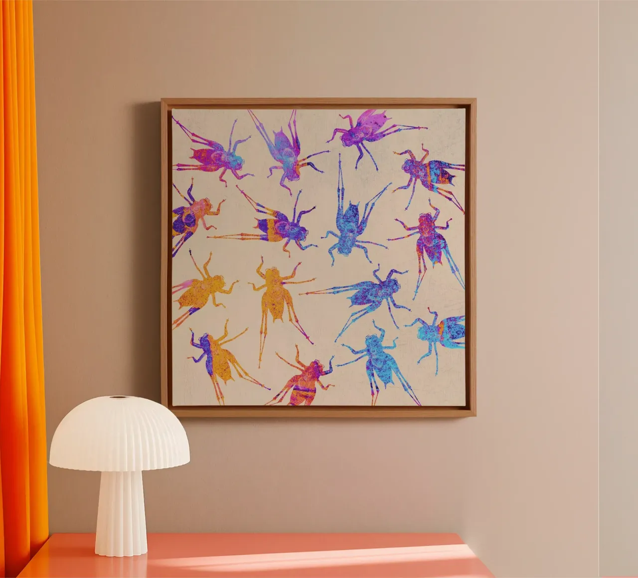 Grasshoppers 2 tela con Cornice a cassetta da Elisabeth Fredriksson