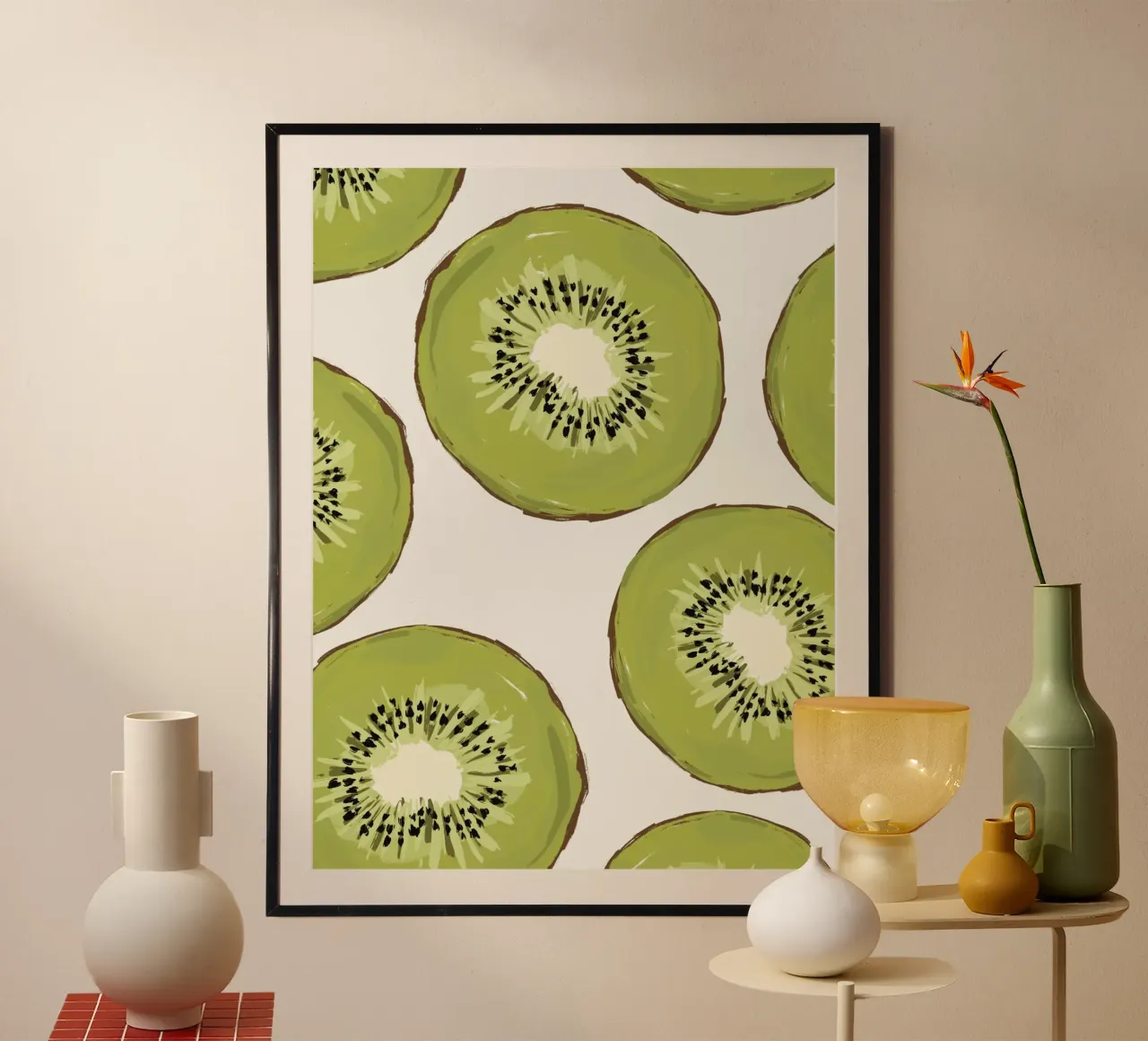 Illustrazione massima del kiwi poster con telaio in alluminio da Sixmai