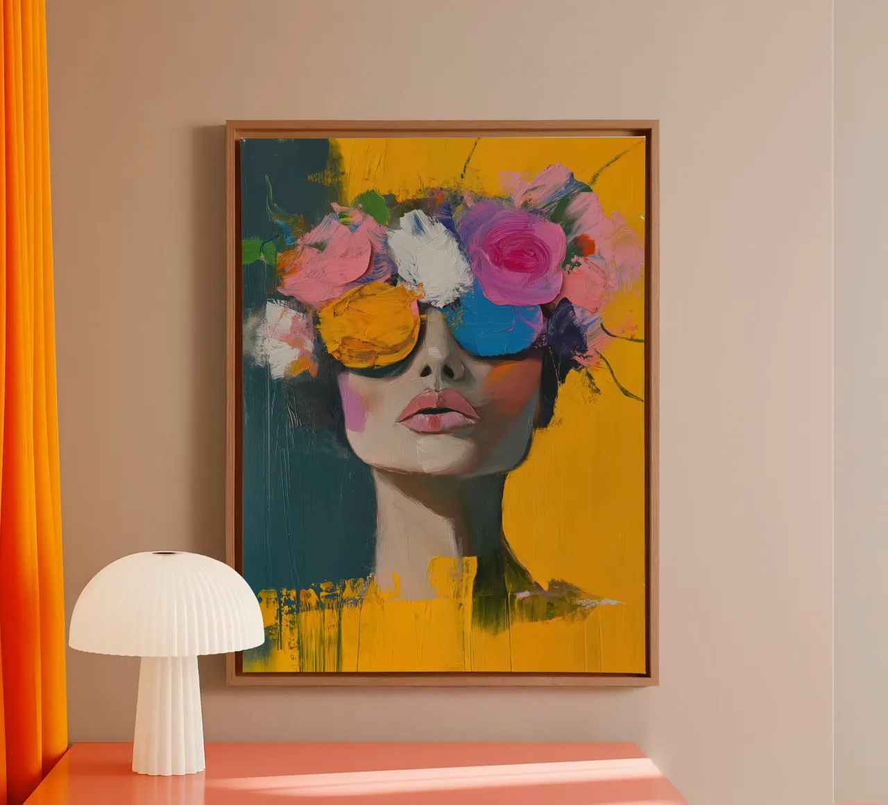 Vrouw abstract canvas met Baklijst van Imagine