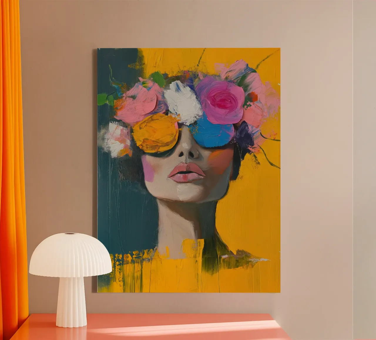 Vrouw abstract canvas met Baklijst van Imagine