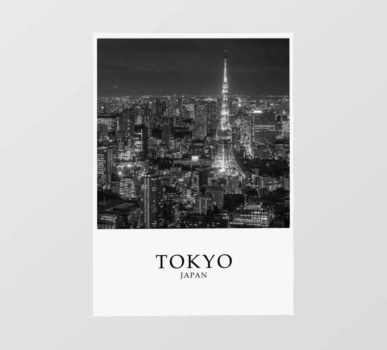 Tokyo Giappone Tokyo Tower Cityscape Architettura in scala di grigi telo in pvc da Charnwood Prints