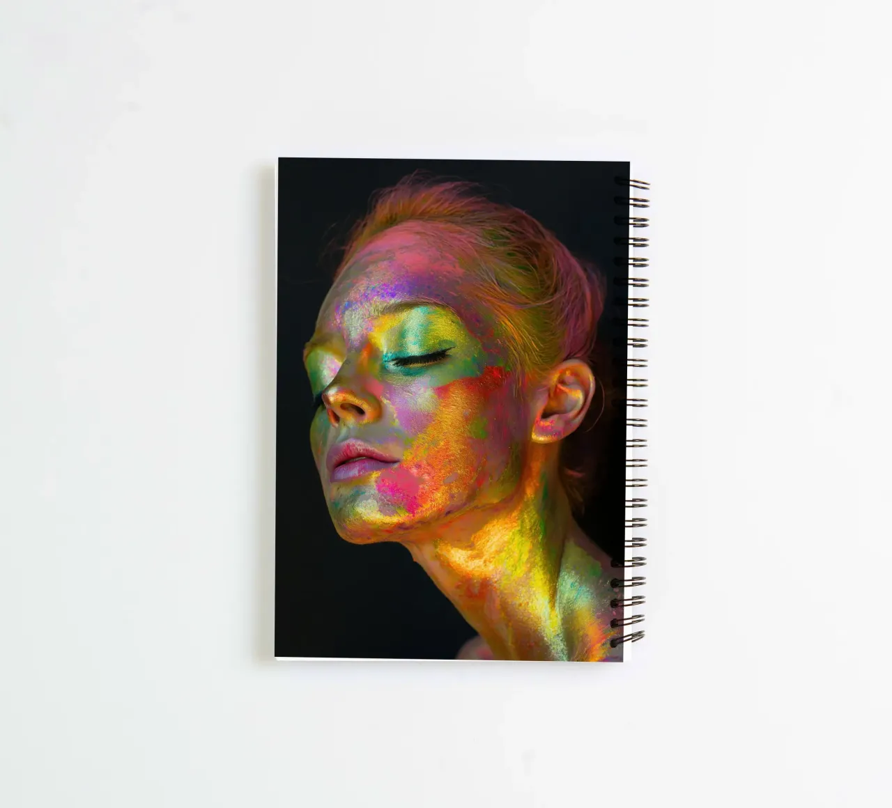 Colourful woman's face spiral notebook by Imagine