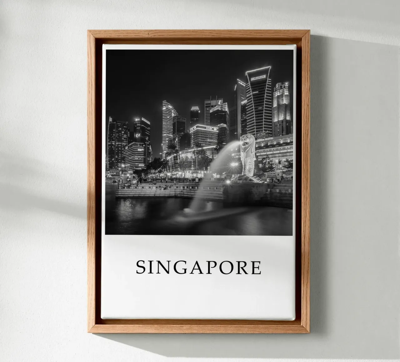 Singapore Skyline Architettura Scena in scala di grigi tela da Charnwood Prints