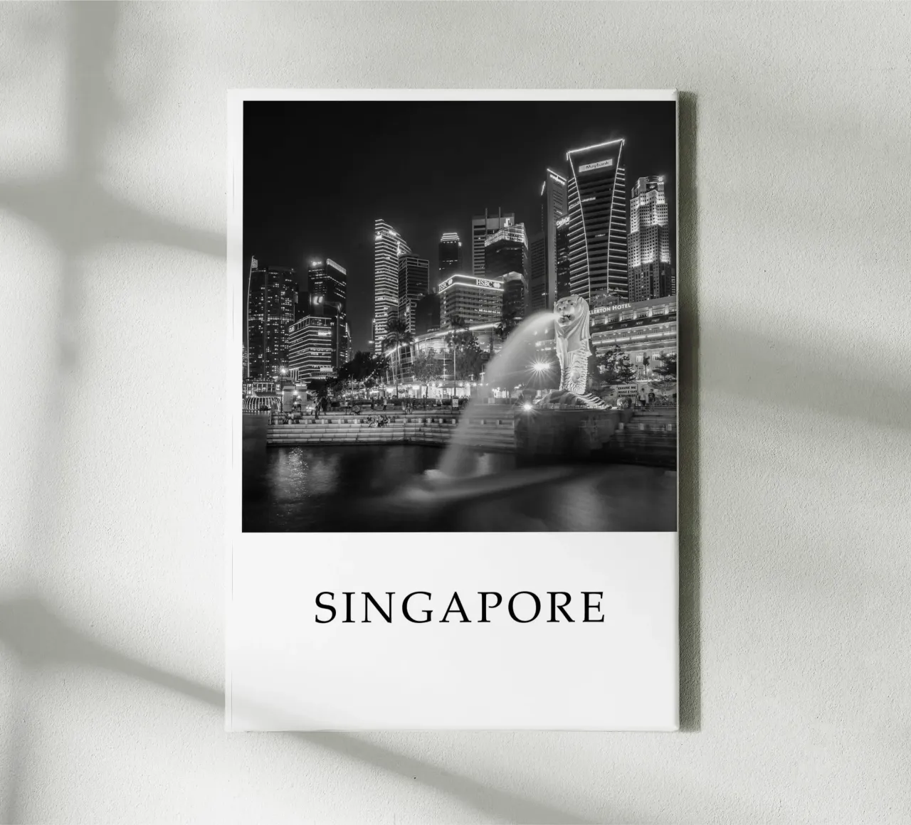 Singapore Skyline Architettura Scena in scala di grigi tela da Charnwood Prints