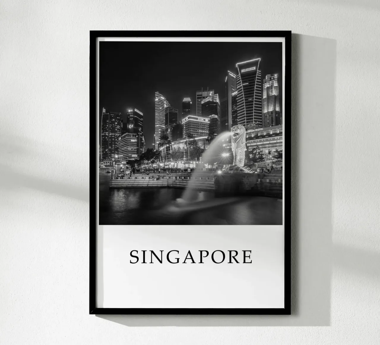 Singapore Skyline Architettura Scena in scala di grigi carta hahnemühle da Charnwood Prints