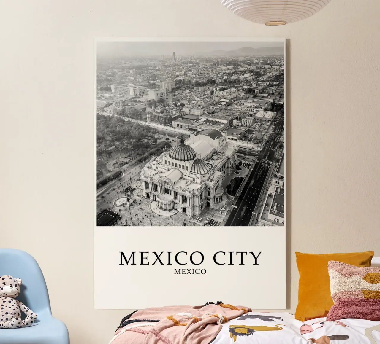Città del Messico Architettura Skyline Cityscape Scala di grigi plexiglass da Charnwood Prints
