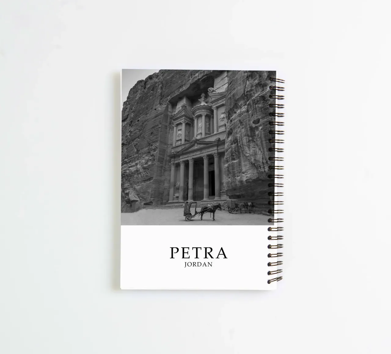 Petra Jordan Historic Architecture Scene Greyscale spiral notebook by Charnwood Prints