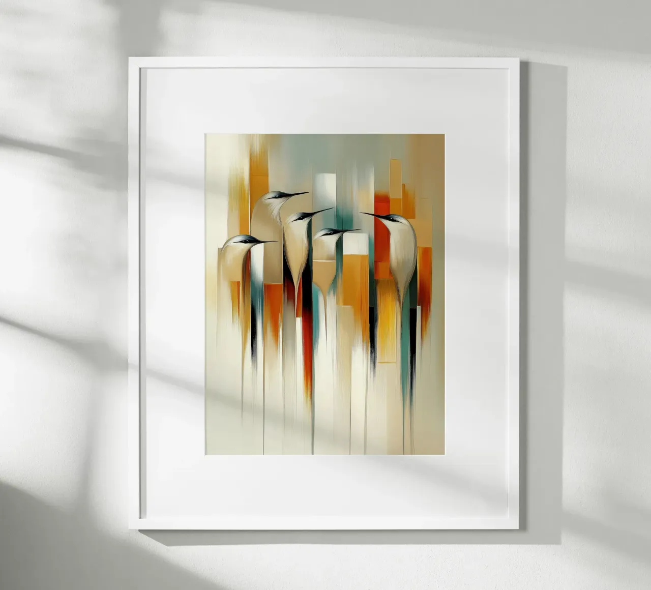 Astratto sugli uccelli poster con telaio in alluminio da Imagine