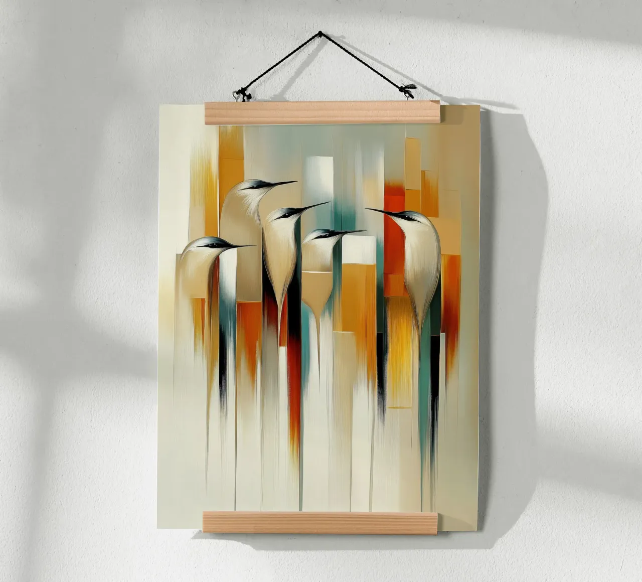 Astratto sugli uccelli poster con telaio in alluminio da Imagine