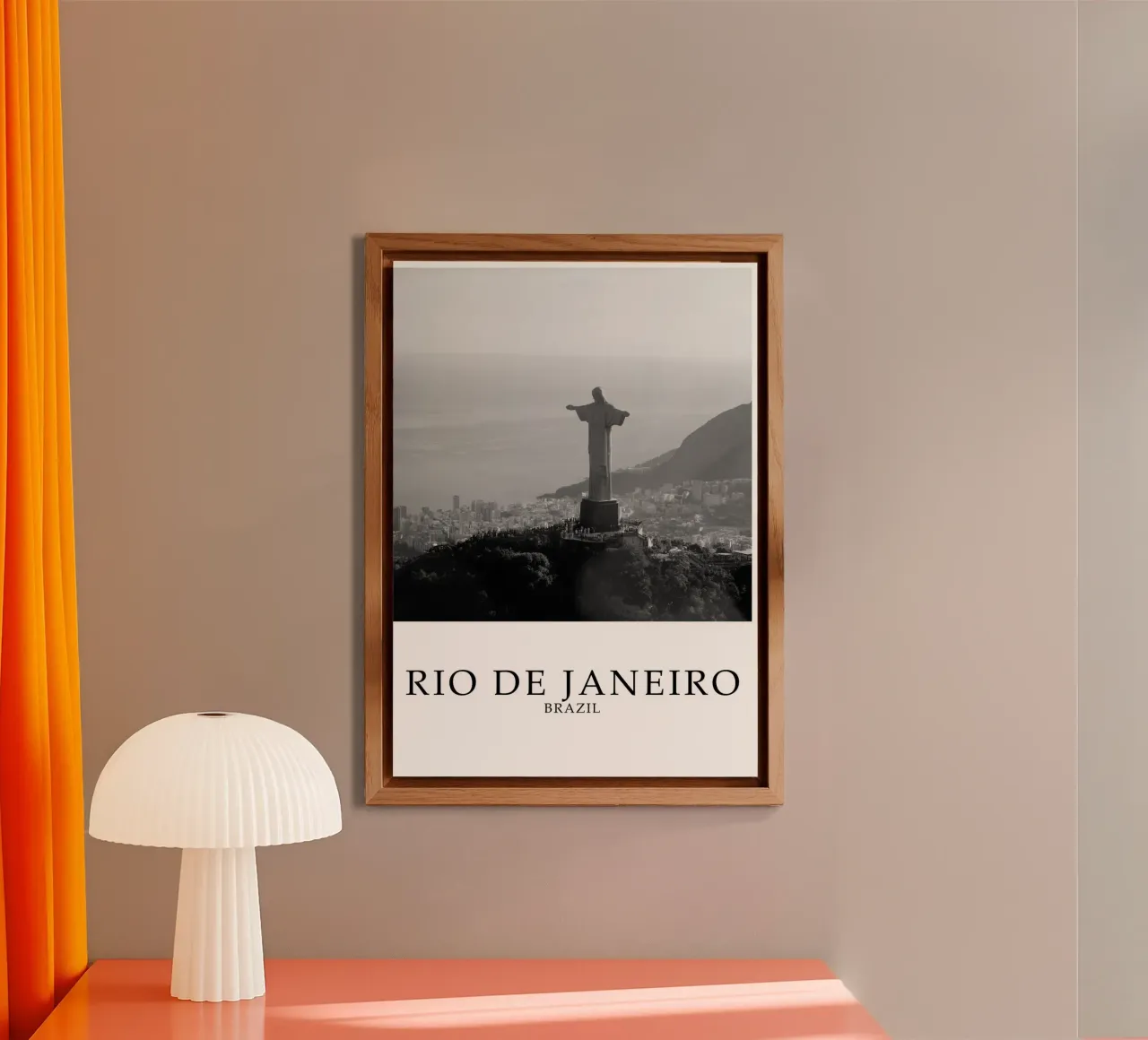 Rio de Janeiro Brasile Cristo Redentore Skyline in scala di grigi alluminio dibond da Charnwood Prints