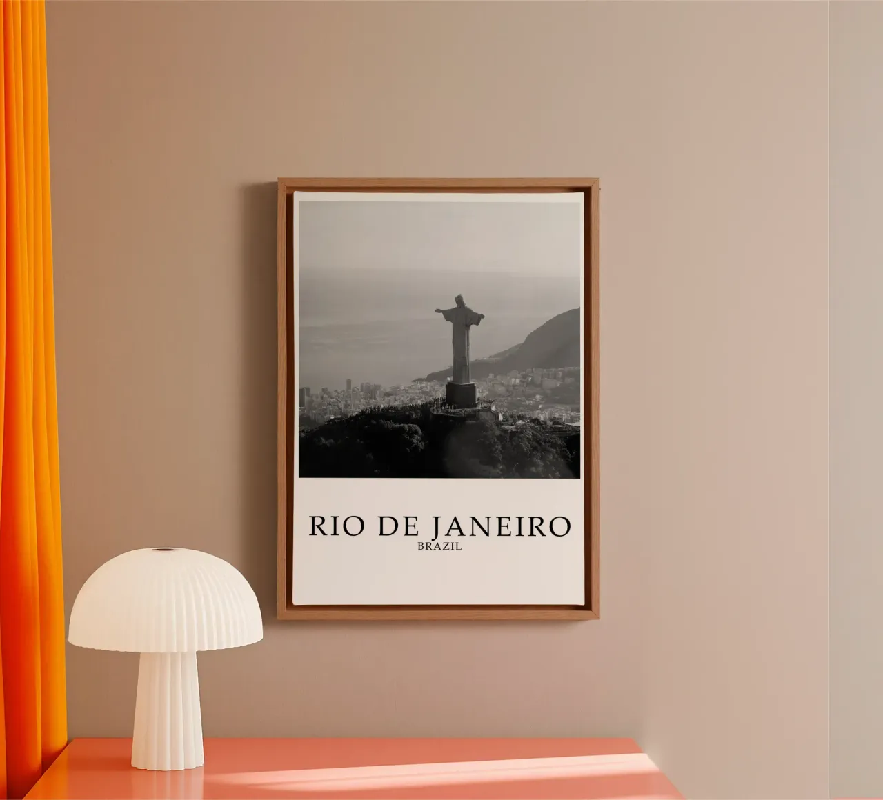 Rio de Janeiro Brasile Cristo Redentore Skyline in scala di grigi tela con Cornice a cassetta da Charnwood Prints