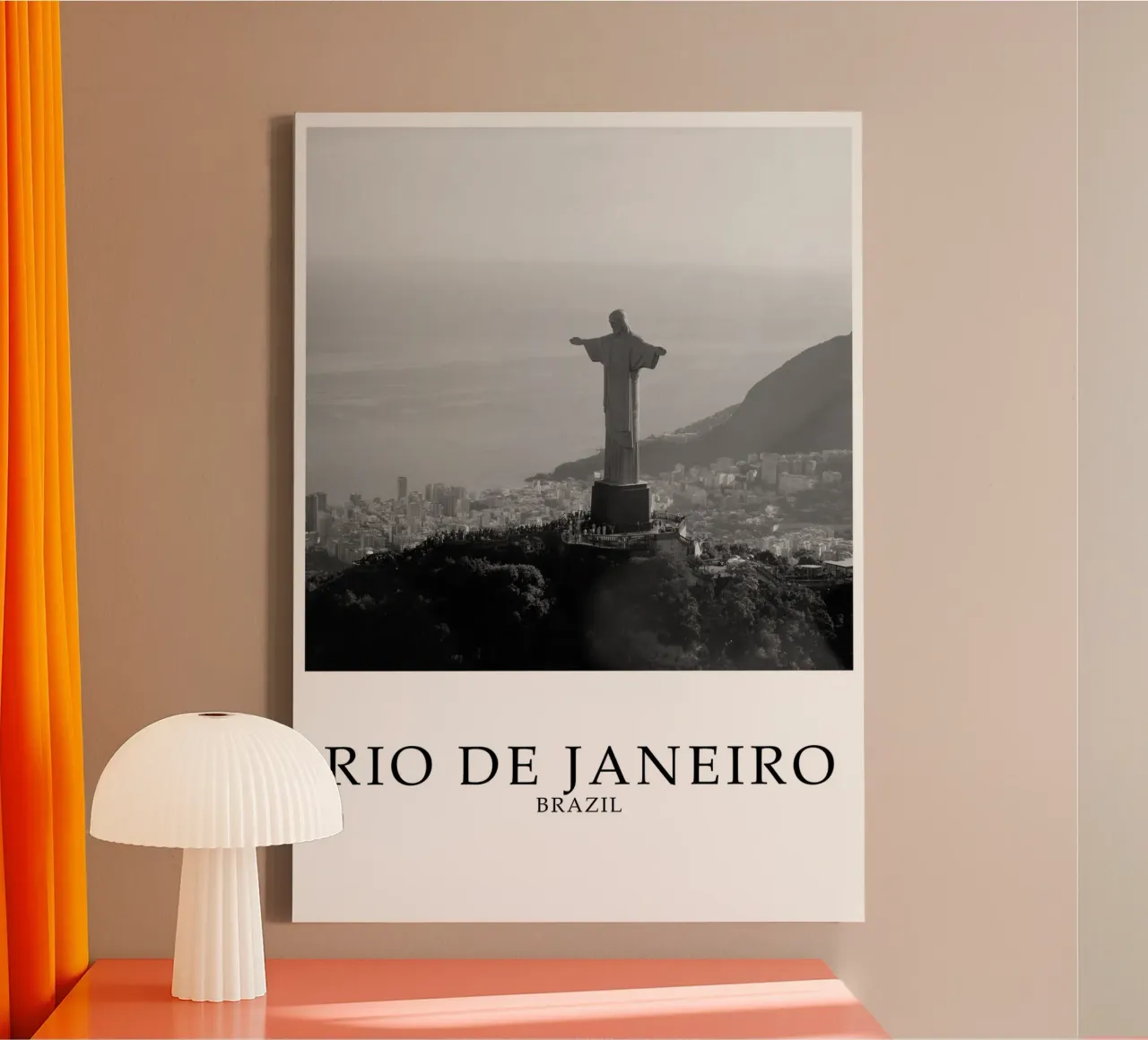 Rio de Janeiro Brasile Cristo Redentore Skyline in scala di grigi tela con Cornice a cassetta da Charnwood Prints