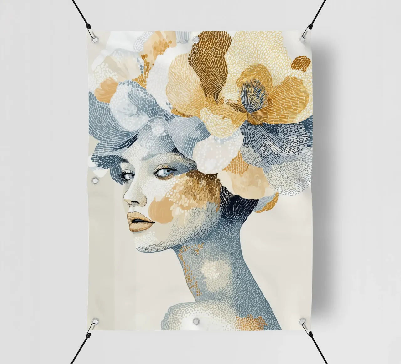 Donna con capelli a fiori telo in pvc da Imagine